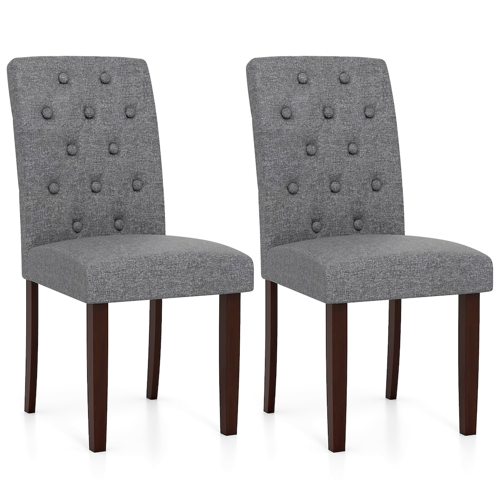 Stylish Upholstered Parson Dining Chair Set with Tufted Back Rubber Wood Legs and Soft Fabric Seat - 18" x 24" x 37"