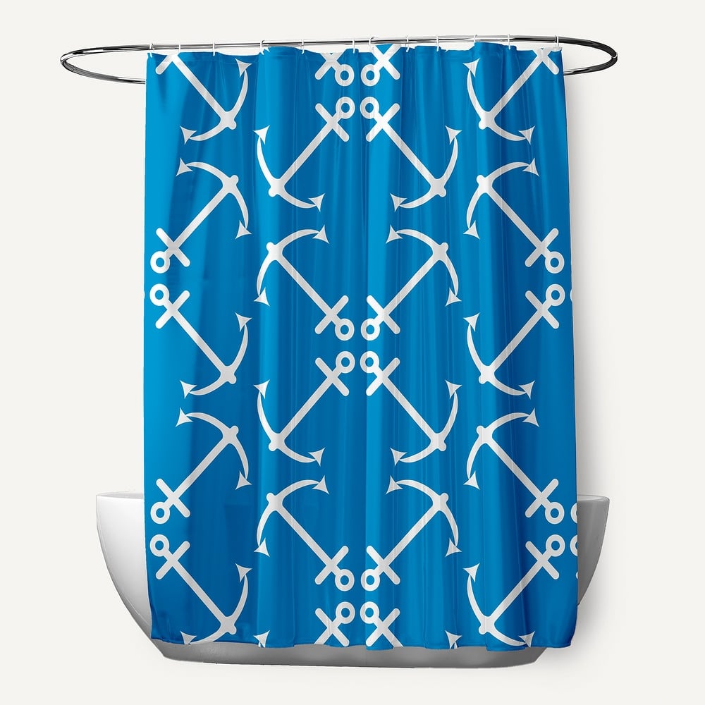 71 x 74-inch Anchor's Up Geometric Print Shower Curtain