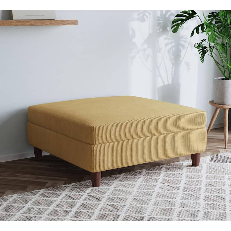 40" W Oversized Corduroy Upholstered Ottoman - Orange