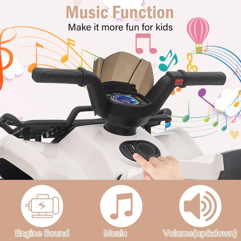 6V Ride On Car 4 Wheeler with Music for Toddlers 1-3 Years