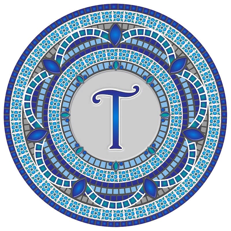 Custom Monogram Decorative Poolmat #1 - Mosaic Pool Art - 29" in Diameter - Letter "T"