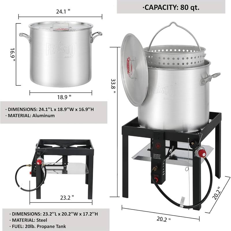 FEASTO 100QT Aluminum Boil Kit for Seafood Boiler and Steamer
