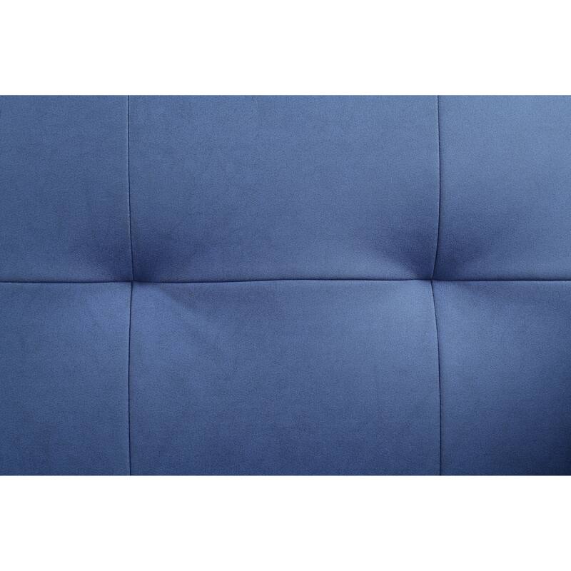Blue Fabric Adjustable Sofa & Ottoman, 2 Pillows, 300lbs Capacity