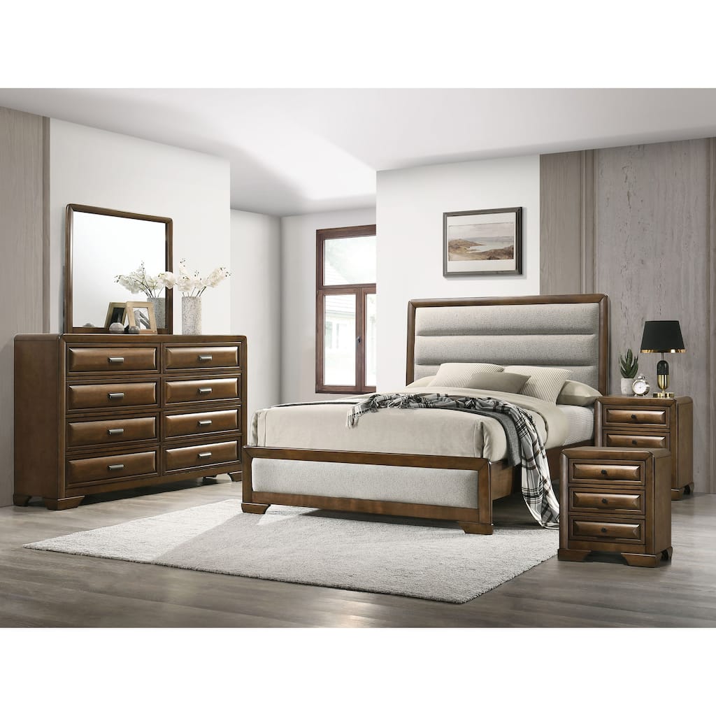 Furniture of America Collins 5-Piece Brown Solid Wood Oversized Bedroom Set