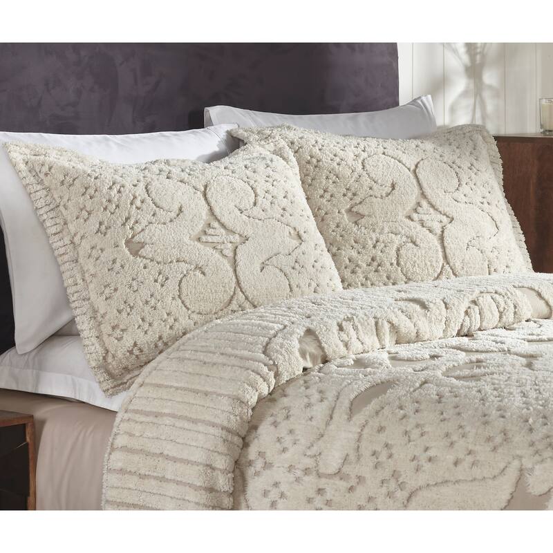 Better Trends Chenille Bedspread Set with Sham Medallion Design 100% Cotton Soft Machine Washable Tufted Ashton Collection