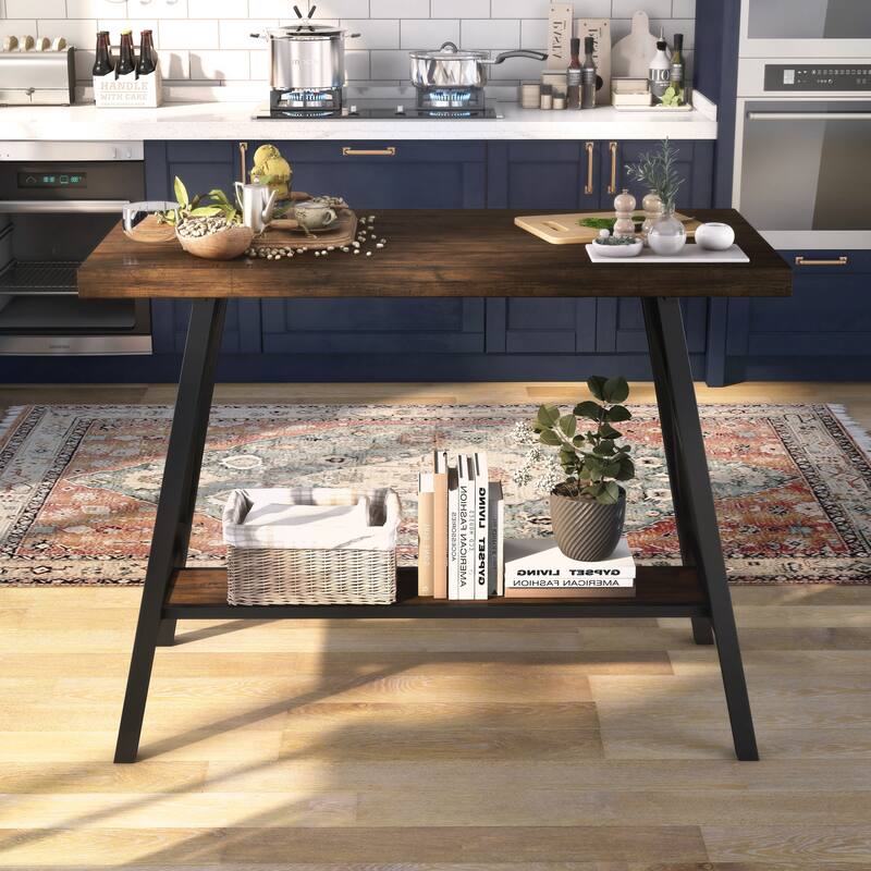 Industrial Weathered Oak 47-inch Wide Wood Top Counter Height Table by Furniture of America