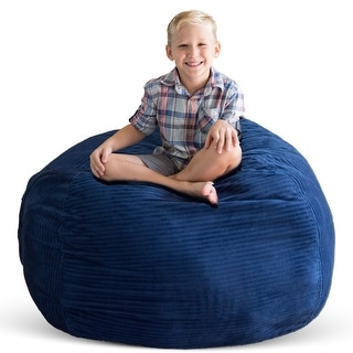 Creative QT Stuff 'n Sit XL 38'' Bean Bag Storage for Stuffed Toys, Royal Blue Corduroy