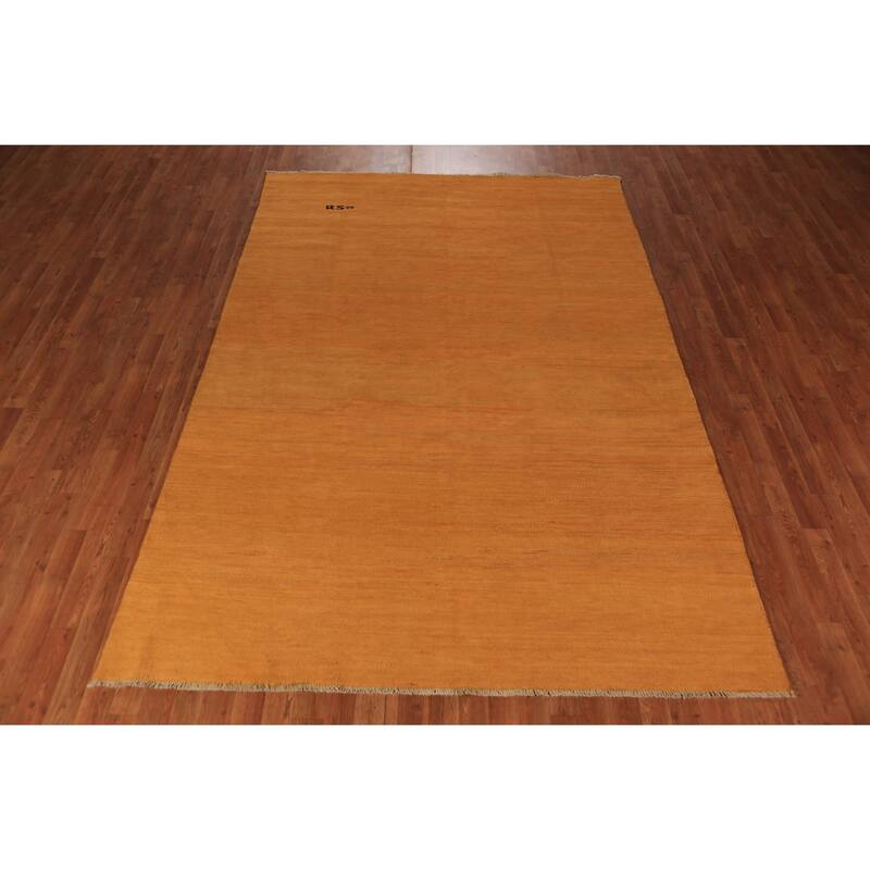 Orange Gabbeh Oriental Area Rug Hand-Knotted Wool Carpet - 6'5" x 9'7"