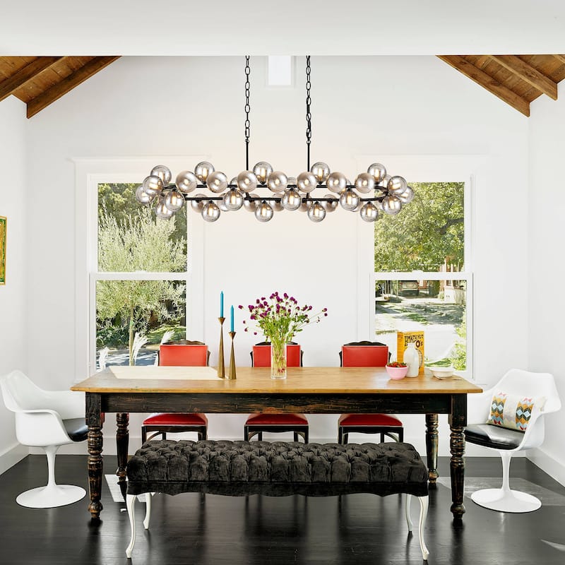 40-light Modern Large Bubble Sputnik Chandelier in Black for Dining Room