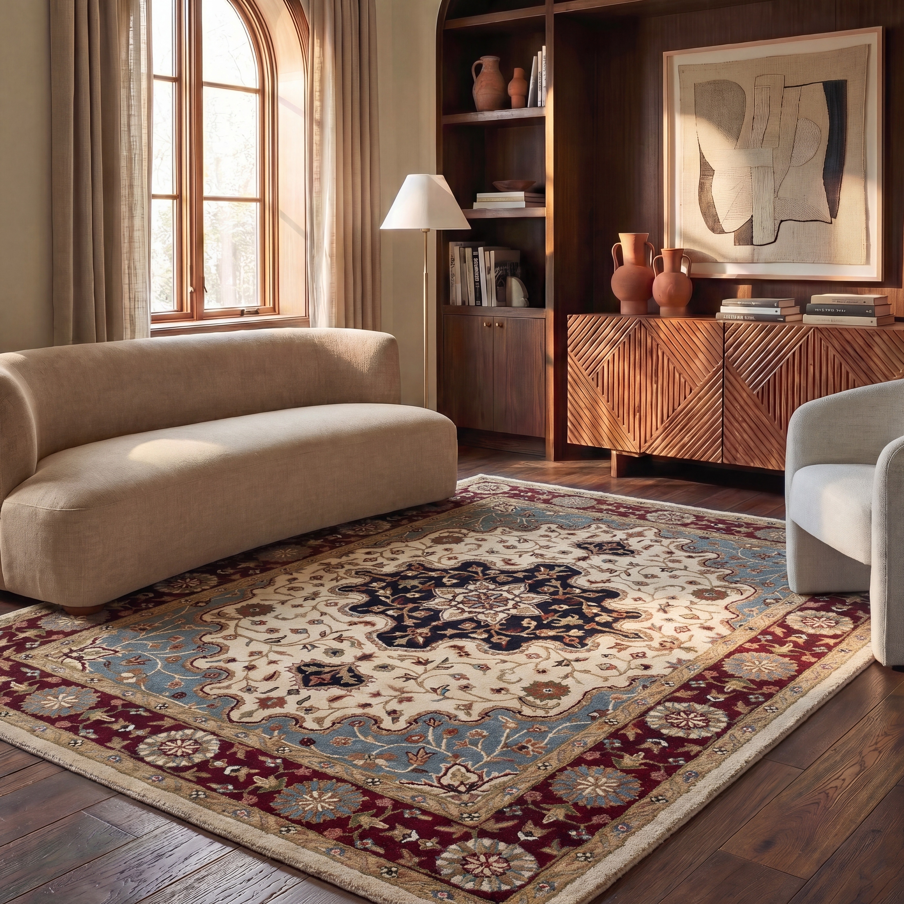 SAFAVIEH Handmade Heritage Harmony Stripe Traditional Oriental Wool Rug