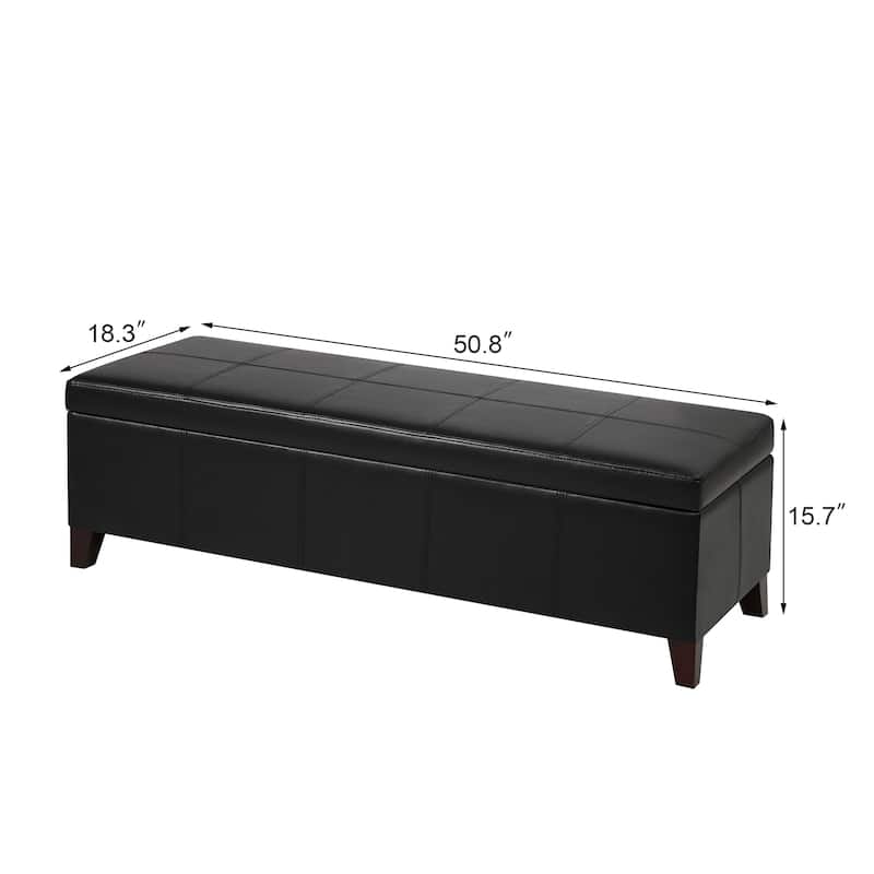 Adeco Faux Leather Storage Ottoman Bench for Bedroom
