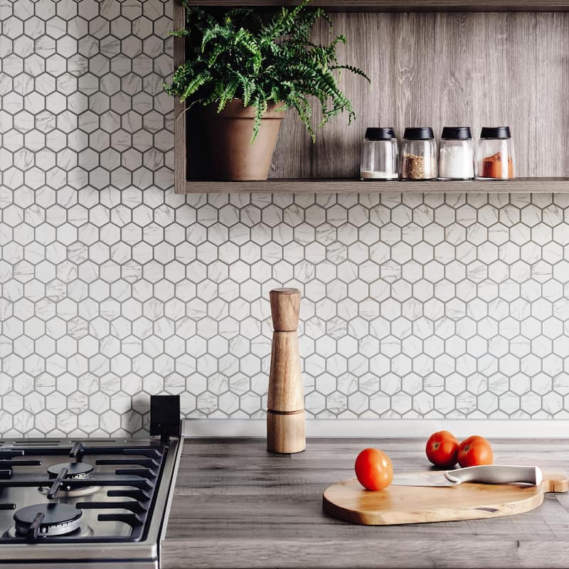 Merola Tile Flo 2" Hex White 6" x 6" Porcelain Floor and Wall Tile - Case (10 Tiles)