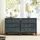 preview thumbnail 5 of 22, Pallantium Farmhouse 30"Tall Distressed 3-Drawer Nightstand With Solid Wood Legs and Adjustable Feet Set Of 2 by HULALA HOME Blue