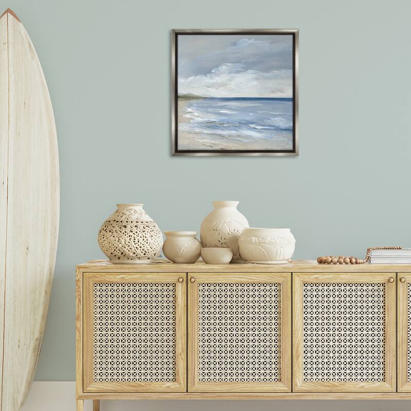 Stupell Stormy Beach Landscape Framed Floater Canvas Wall Art Design By Nan