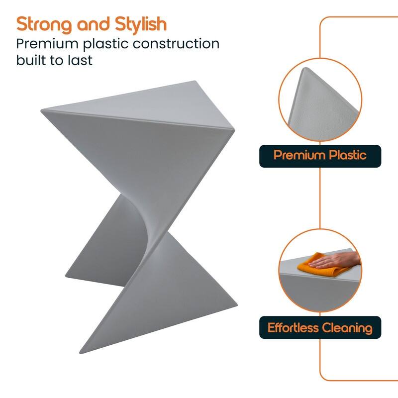 Randolph Modern Indoor Lightweight Side Table with Triangular Curved Design Accent End Table for Home Living Room or Bedroom