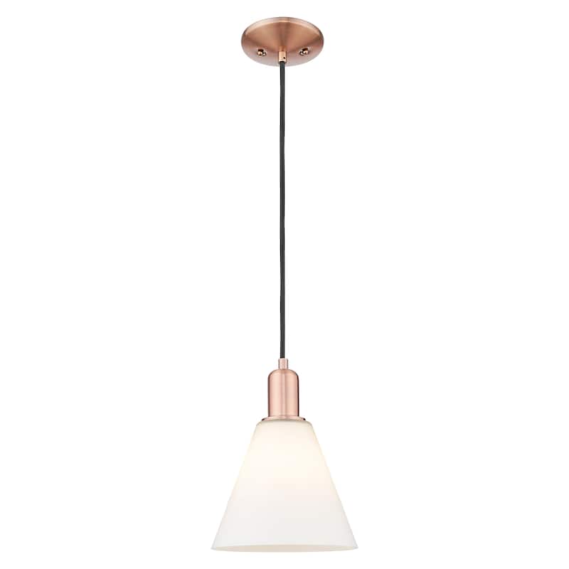 Innovations Lighting Endless Possibilities Arcadia - Berkshire Glass - 1 Light 8" Cord Hung Mini Pendant - Antique Copper/Matte White