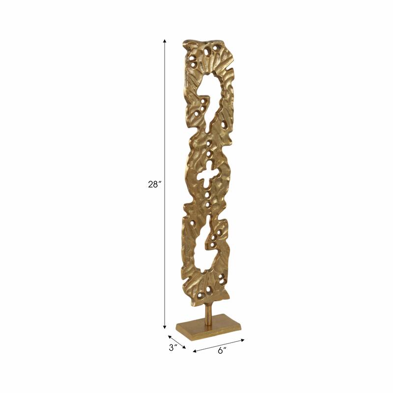 Metal Sculpture with Abstract Cutout Textured Form Modern Art Accent