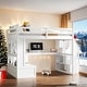 preview thumbnail 15 of 25, Full Size Loft Bed with Desk and Shelves, White & Natural