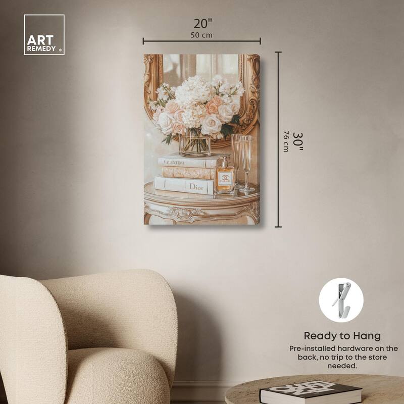 Mirror and Classy Glam Books Canvas by Art Remedy, Gallery Wrapped