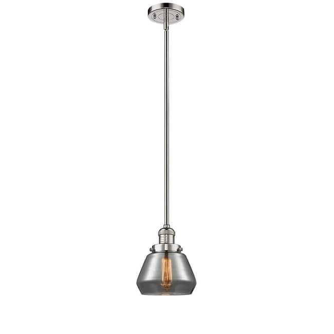 Innovations Lighting Fulton Single Light 7" Wide Mini Pendant with - Polished Nickel / Smoked
