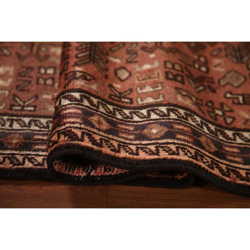 Tribal Gharajeh Persian Vintage Runner Rug Handmade Wool Carpet - 3'3"x 9'4"