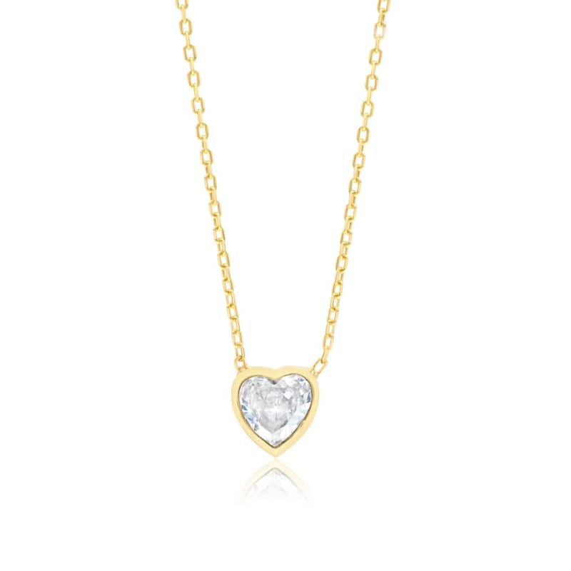 SHYMI Mini Bezel Solitaire Necklace - Gold Heart - Yellow