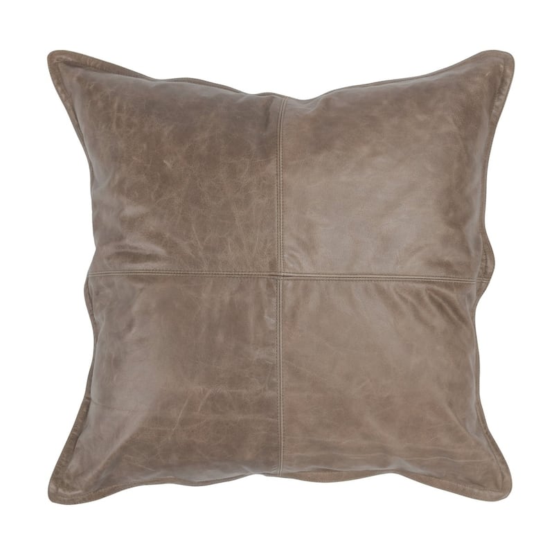 Kosas Home Cheyenne 100% Leather Throw Pillow, Taupe - 22x22