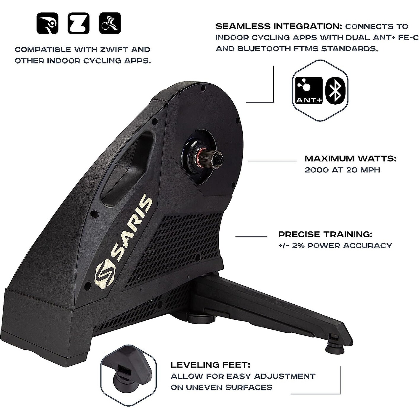 Saris H3 Bike Trainer, Direct Drive Smart Trainer Connected Bundle