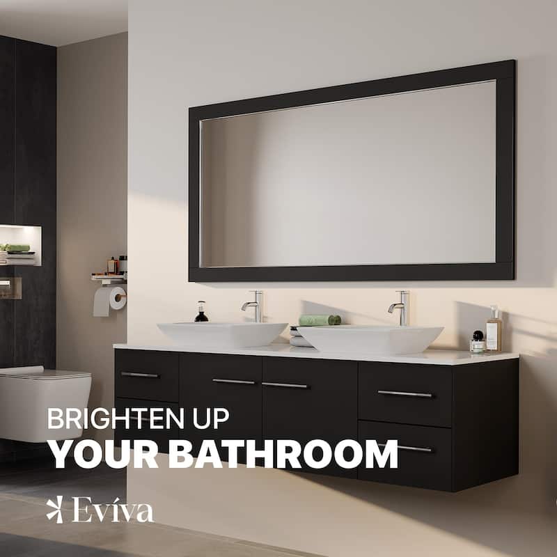 Eviva Aberdeen 60" x 30" Rectangular Espresso Wooden Framed Mirror - N/A