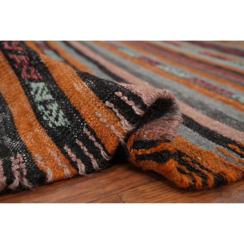 Hand Woven Oriental 100% Wool Carpet Southwestern Tribal Multi-Colored Kilim Area Rug - 9' 9'' X 6' 4''