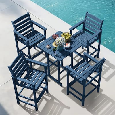 Plastic Tall adirondack Chair Set Of 5-Piece Patio Conversation Set