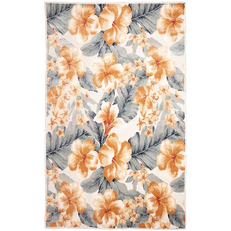 Liora Manne Canyon Tropical Floral Indoor/Outdoor Rug - 2'6" x 3'11" - Ivory