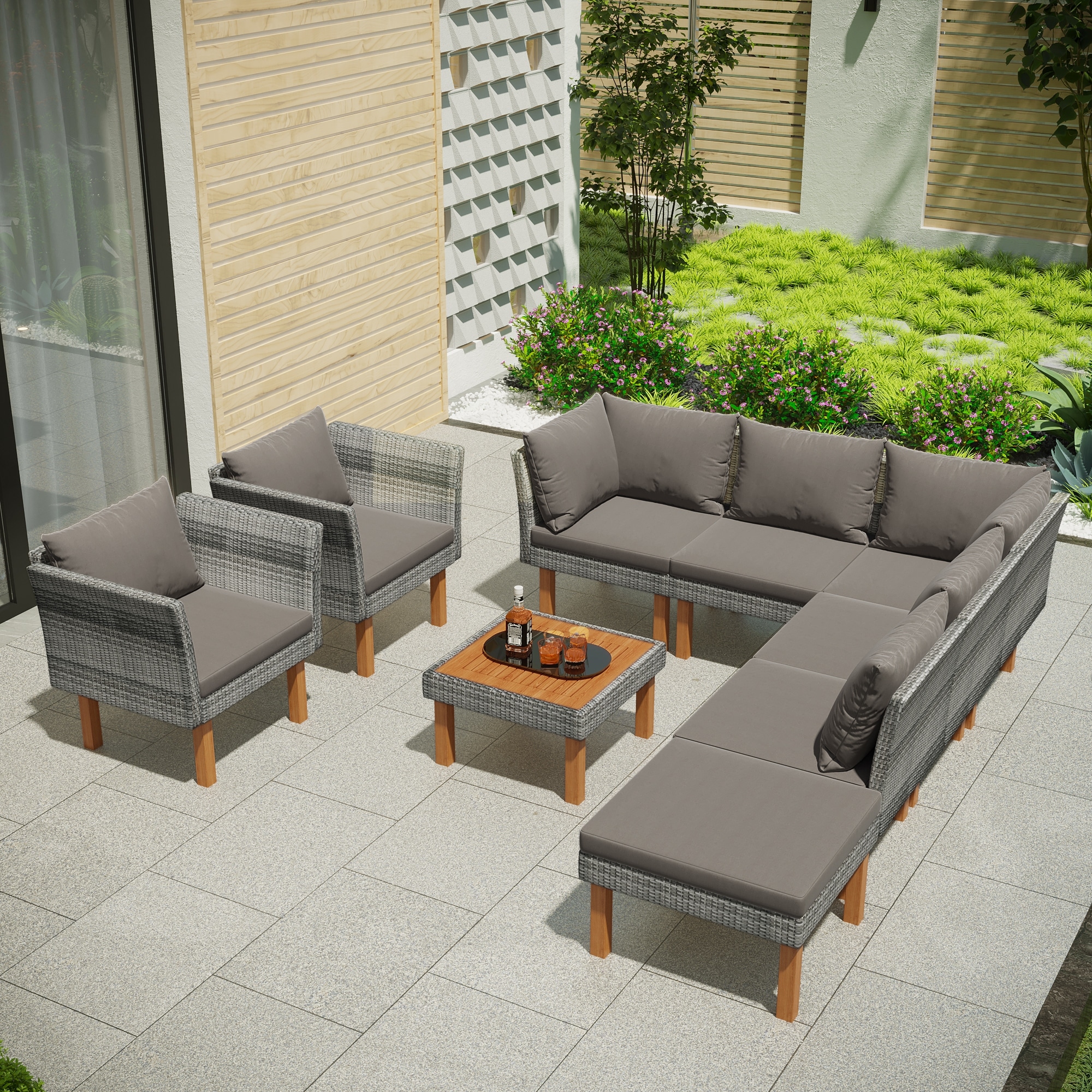 9pc rattan deals garden furniture