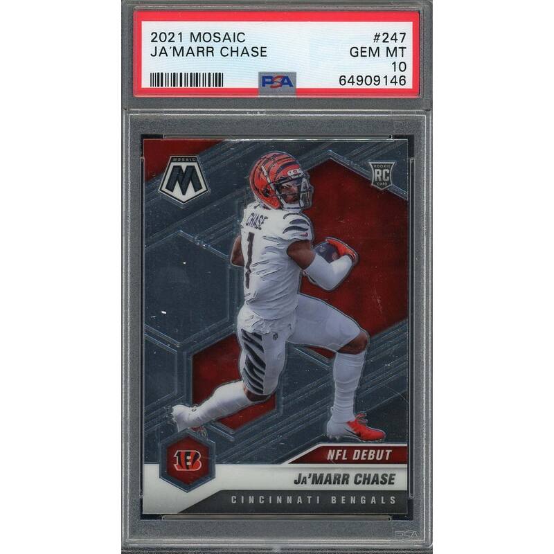 Ja'Marr Chase 2021 Panini Mosaic Football Rookie Card RC #247 Graded PSA 10 - 8'6" x 11'6"