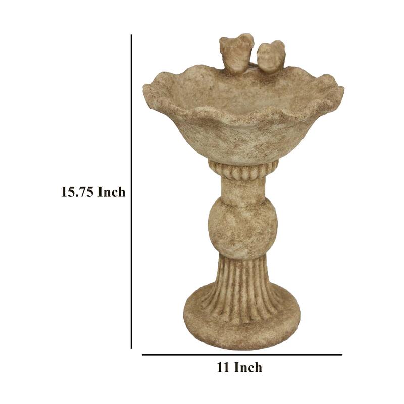Ivina Bird Bath Feeder, Brown Terracotta, Cute Decorative, 16 Inch