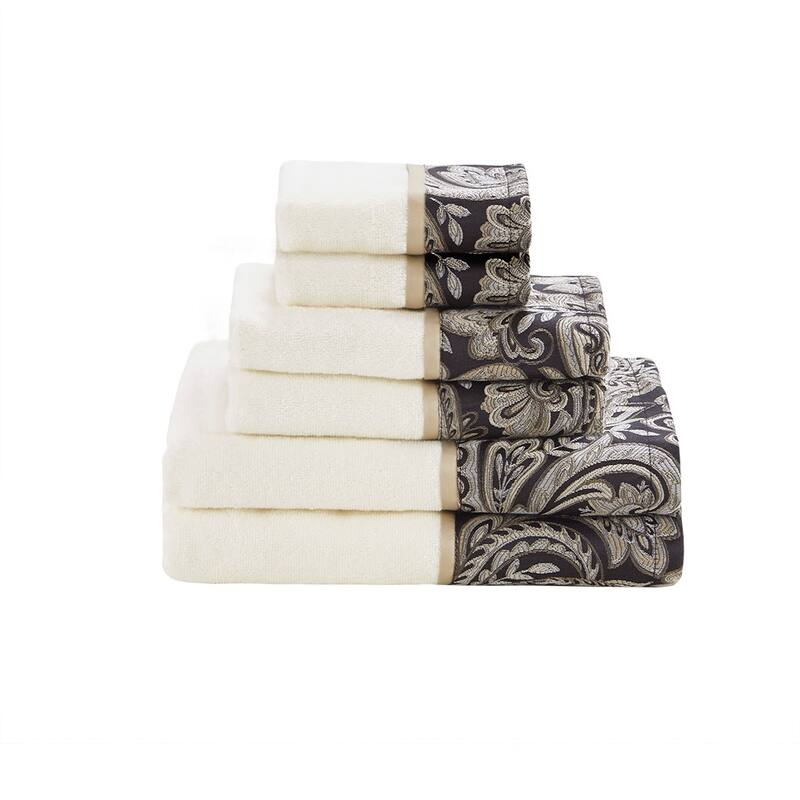 6-Piece Cotton Jacquard Towel Set - N/A
