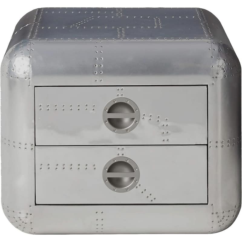 26 in. Silver Square Metal End Table, Sturdy Build End Side Table for Living Rooms