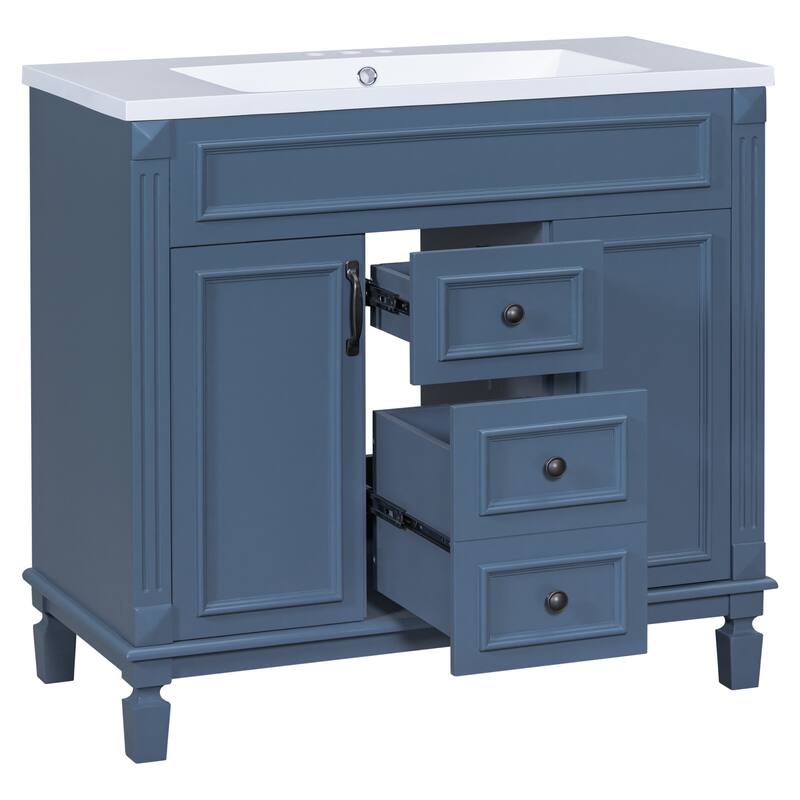 36'' Bathroom Vanity with Top Sink,2 Soft Closing Doors and 2 Drawers