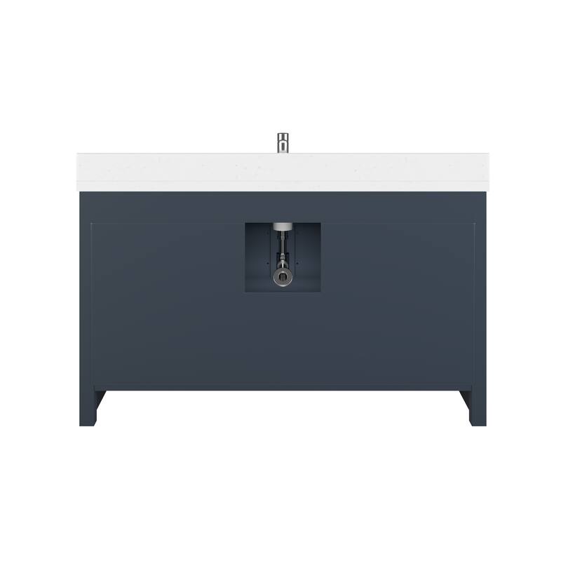 Calumet 60-in Solid Hardwood Bathroom Vanity with Engineered Stone Countertop