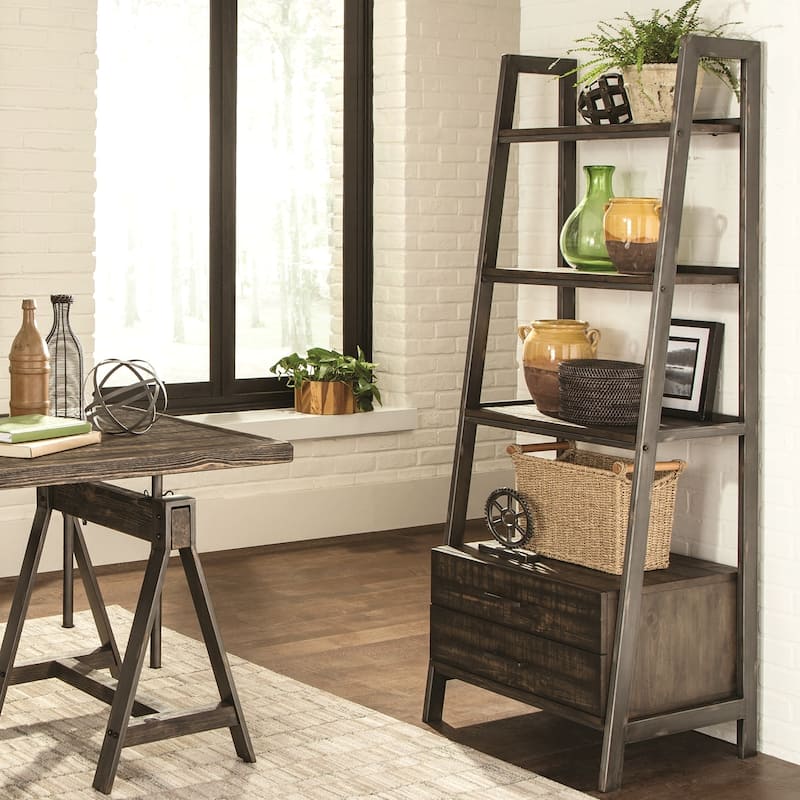 Rustic Industrial Design Display Bookcase with Storage Drawers