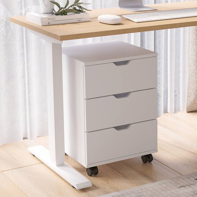 3-Drawer Vertical Filing Cabinet Rolling Wood Mobile File Cabinets Under Desk for Home Office with Casters (Non-Assembled)