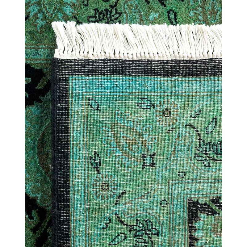 Overton Hand Knotted Wool Vintage Inspired Modern Contemporary Overdyed Black Runner Rug - 2' 7" x 17' 10"