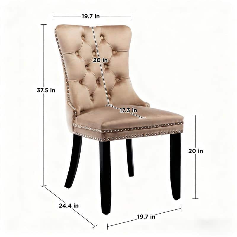Solid Wood Velvet Upholstered Dining Chair Set of 4