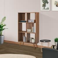 Arbor Mid-century Modern Walnut Wooden 5 Shelf Bookcase Display Cabinet ...