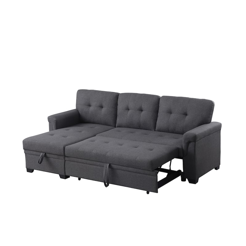 Lucca 84-inch Reversible Sleeper Sectional Sofa with Storage Chaise - 84"W x 54"D x 35"H