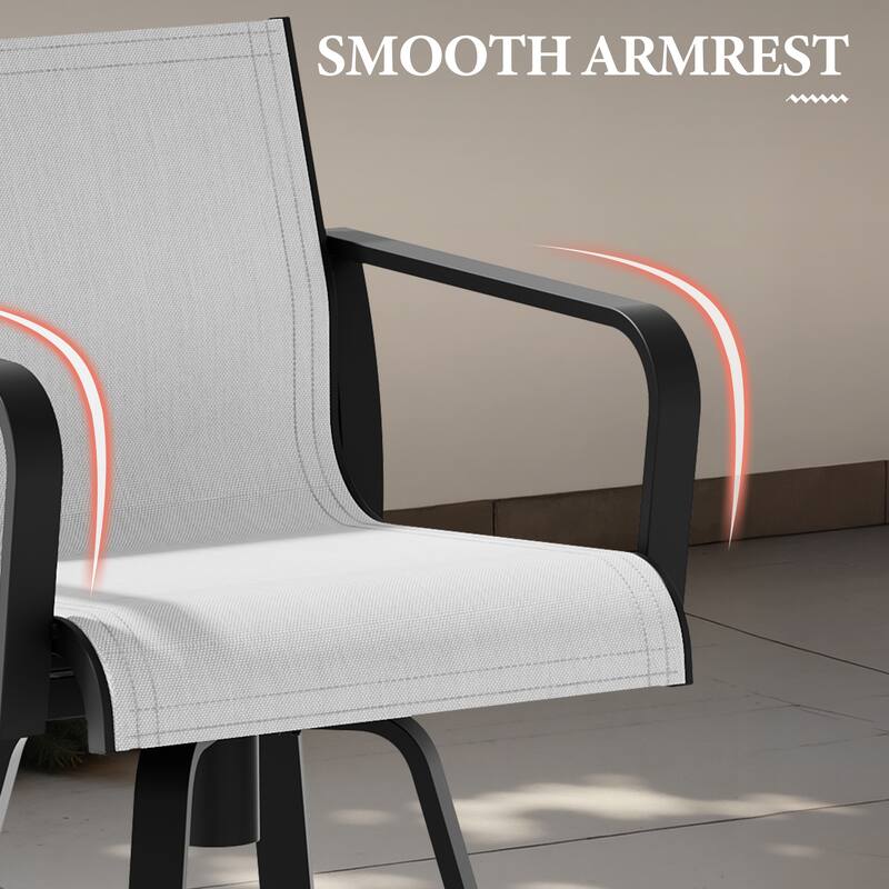 Outdoor Indoor Patio Aluminum Premium Sunbrella Fabric Swivel Barstools