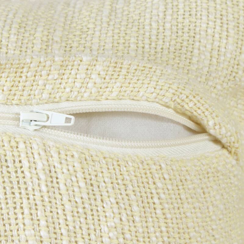 Sevita Two-Tone Cotton Fringe Throw Pillow - 20" x 20" - Polyester - Light Yellow/White