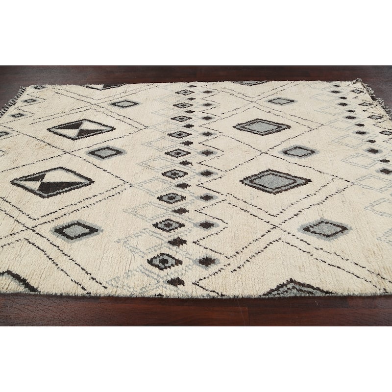 Vegetable Dye Moroccan Berber Oriental Area Rug Wool Handmade Carpet - 6'1" x 9'2"
