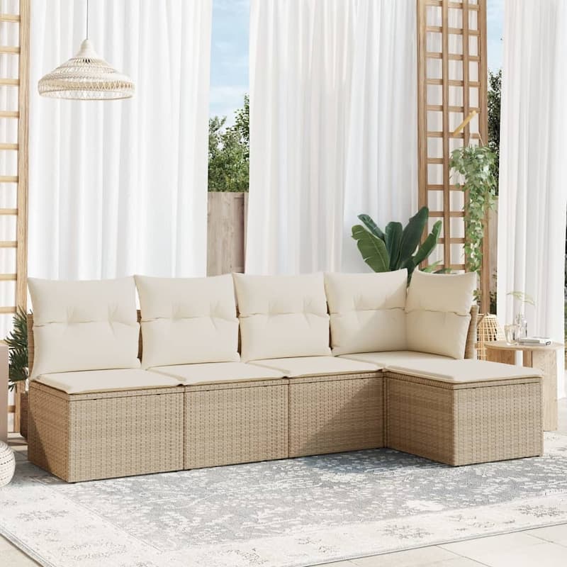 vidaXL Garden Sofa Set Beige PE rattan, powder-coated steel Medium - 21.7 x 21.7 x 14.6