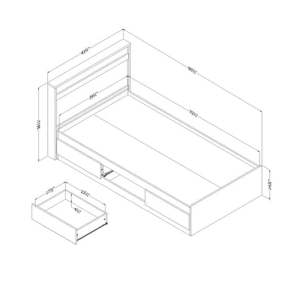 South Shore August Mates Bed with 3 Drawers and Headboard Set